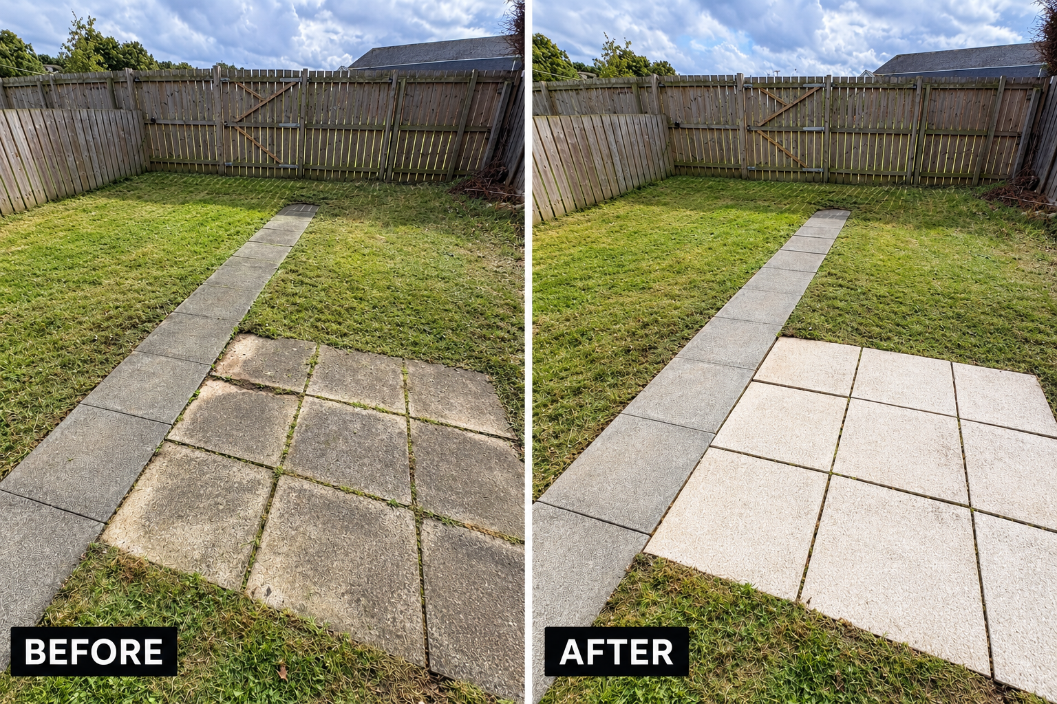 Before and after pressure washing in Newcastle